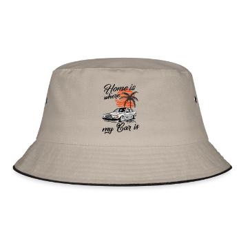 home is where my car is W201 190E - Bucket Hat - Khaki/Schwarz - Vorne