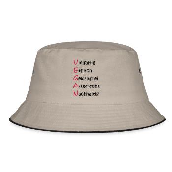 The importance of Vegan. - Bucket Hat - khaki/black - Front