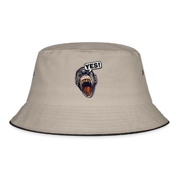 YES! Primate Monkey Chimpanzee - Bucket Hat - khaki/black - Front