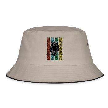 Eule weise Kopf - Bucket Hat - Khaki/Schwarz - Vorne