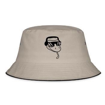 kopf cool dj musik party feiern sonnenbrille kopfh - Bucket Hat - Khaki/Schwarz - Vorne