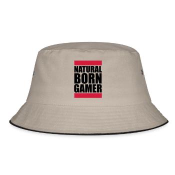 Natural Born Gamer Logo - Bucket Hat - Khaki/Schwarz - Vorne