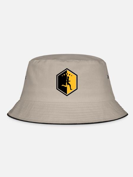 Laufen / Running / Jogging / Joggen / Marathon - Bucket Hat - Khaki/Schwarz - Vorne