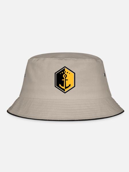 Sailor / Marine / Marin / Boat / Sea / Navy - Bucket Hat - khaki/black - Front