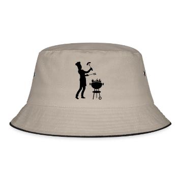 Freizeit - Mann Grill - Bucket Hat - Khaki/Schwarz - Vorne
