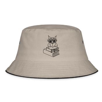 Owl, Books - Bucket Hat - khaki/black - Front