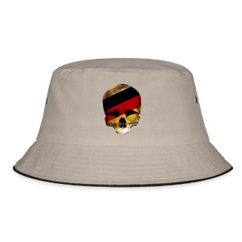 Totenkopf mit Deutschlandflagge / skull germany - Bucket Hat - Khaki/Schwarz - Vorne