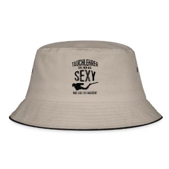 Tauchlehrer sind nun mal sexy - Bucket Hat - Khaki/Schwarz - Vorne