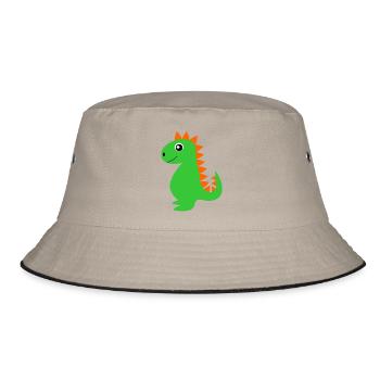 Dino Dinosaurier Geschenk Geburt Babyparty Taufe  - Bucket Hat - Khaki/Schwarz - Vorne