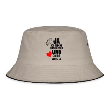 Pferd Pferdekopf Pferdeliebhaber Pferdespruch love - Bucket Hat - Khaki/Schwarz - Vorne