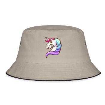 Fantasy Unicorn with Pastel Colors - Bucket Hat - khaki/black - Front