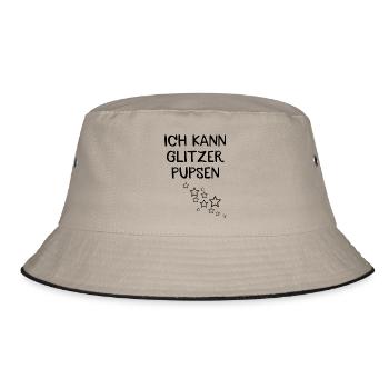Ich kann Glitzer pupsen - Bucket Hat - Khaki/Schwarz - Vorne