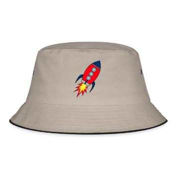 Rakete Startup | Raktenstart | Kinderrakete Schule - Bucket Hat - Khaki/Schwarz - Vorne