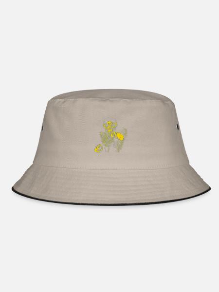 Yellow Blue Football Star Index Finger - Bucket Hat - khaki/black - Front