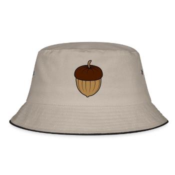 Acorn Nut Design - Bucket Hat - khaki/black - Front