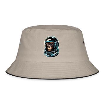 Weltraum-Affe - Bucket Hat - Khaki/Schwarz - Vorne