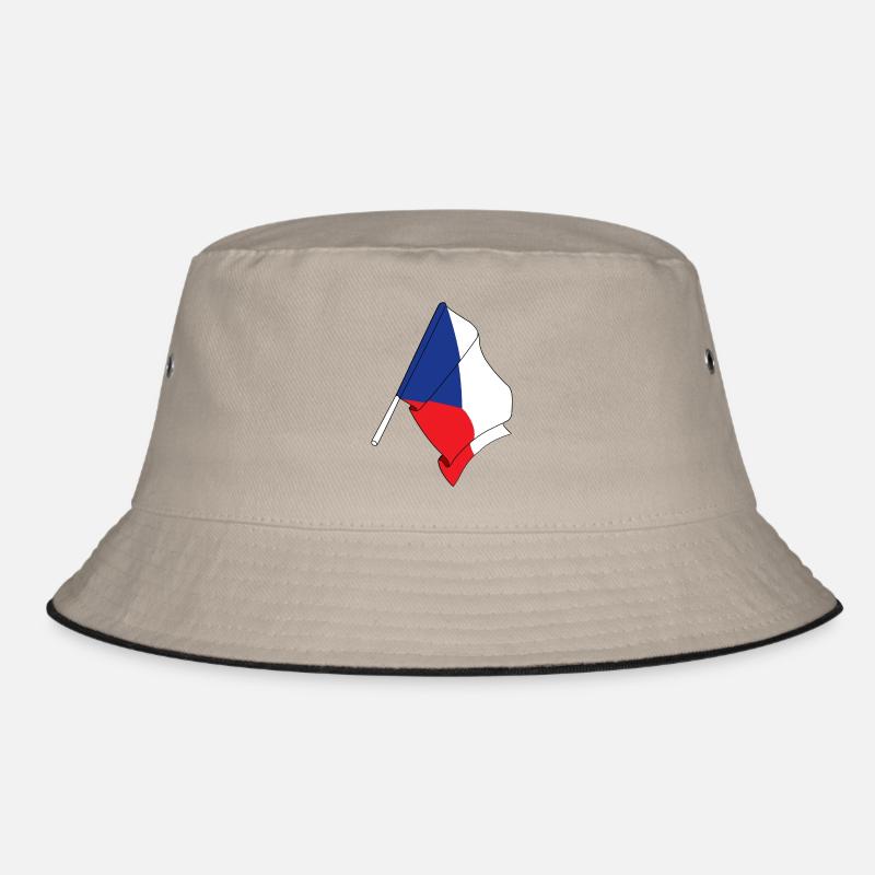 Flagge der Tschechischen Republik - Bucket Hat - Khaki/Schwarz