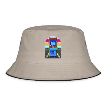 Arcade Nights – Retro Gaming - Bucket Hat - Khaki/Schwarz - Vorne