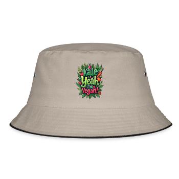 KALE YEAH I'M VEGAN! - Bucket Hat - khaki/black - Front