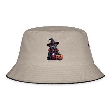 Kostümierter Pitbull Halloween - Bucket Hat - Khaki/Schwarz - Vorne