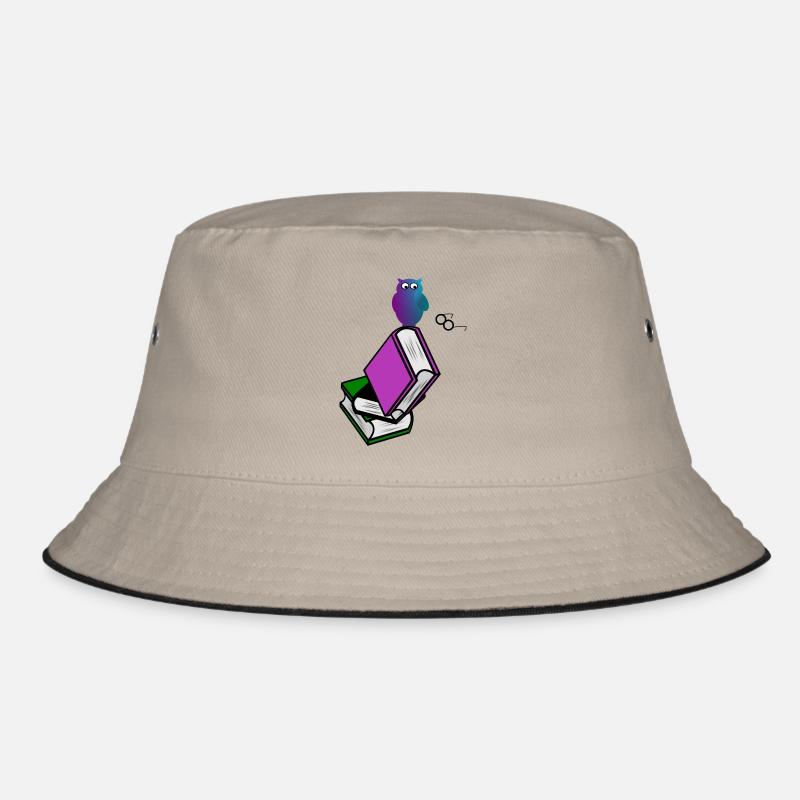 Buch Mit Eule - Bucket Hat - Khaki/Schwarz