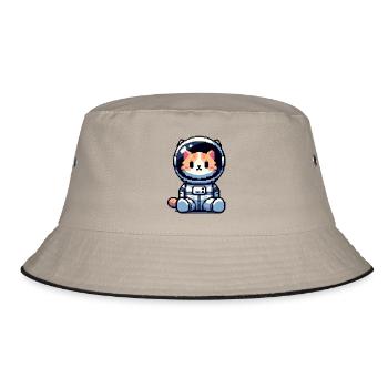 Cosmic Cat Entdecker - Bucket Hat - Khaki/Schwarz - Vorne