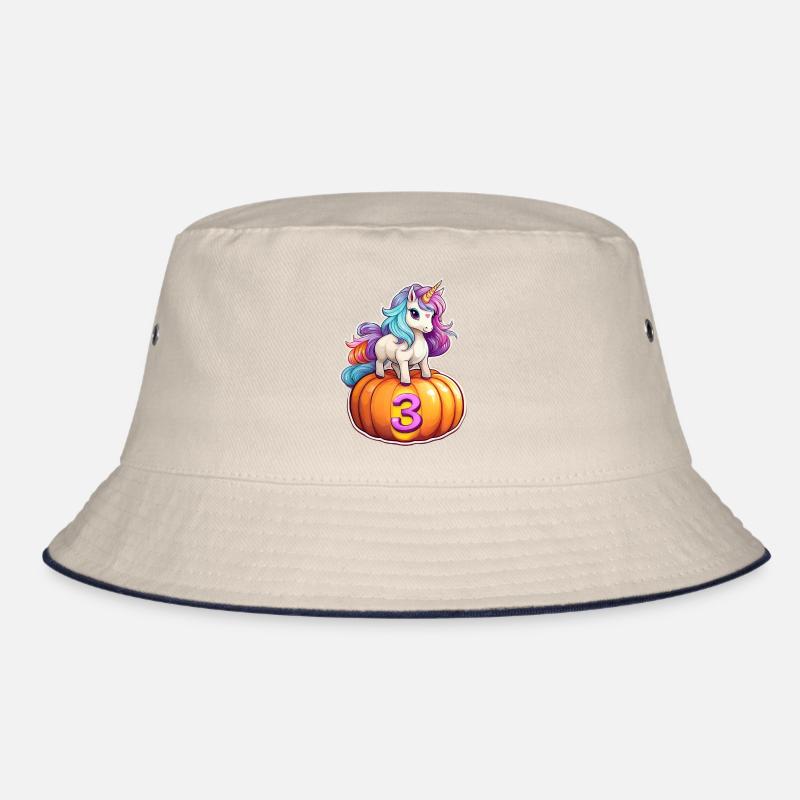 Unicorn Pumpkin Fall 3 - Third Birthday Bucket Hat