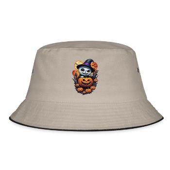 Ghost with pumpkin - Bucket Hat - khaki/black - Front