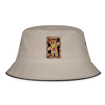 Lebkuchenmann Weihnachten Humor - Bucket Hat - Khaki/Schwarz - Vorne