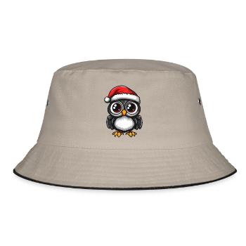 Eule Weihnachten - Bucket Hat - Khaki/Schwarz - Vorne