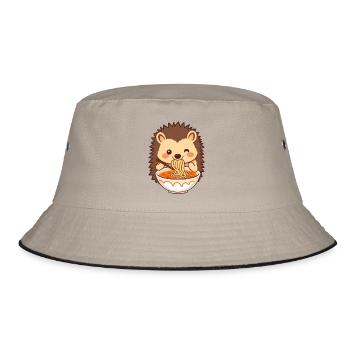A sweet hedgehog likes noodle soup - Bucket Hat - khaki/black - Front