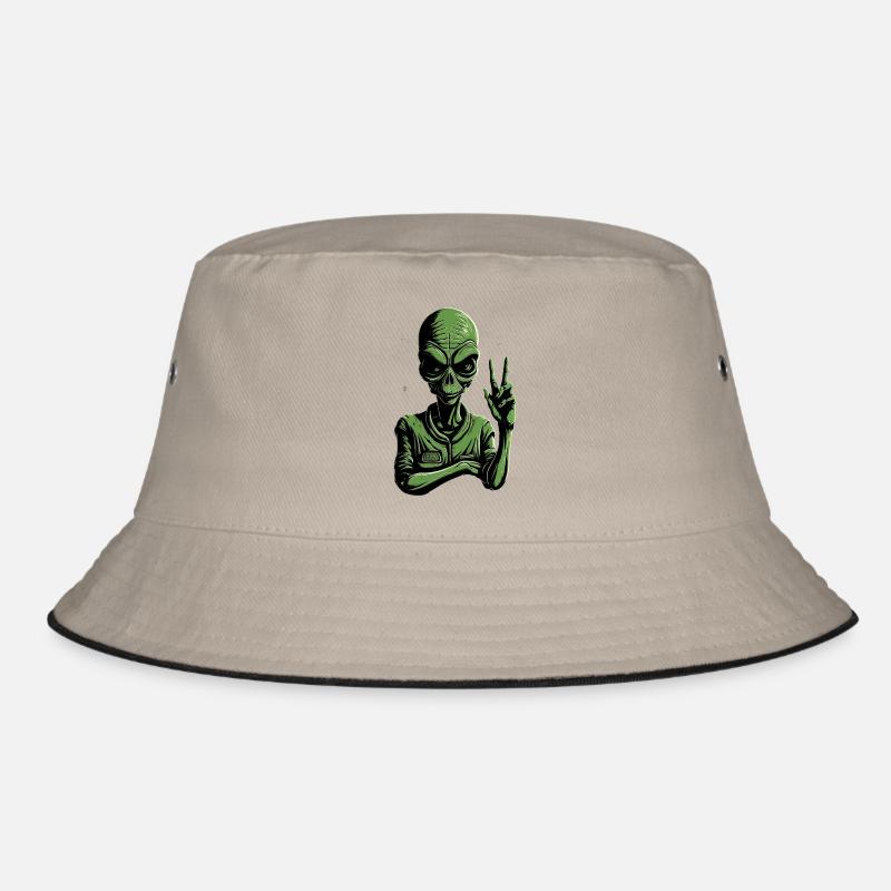 Alien Peace Sign Bucket Hat