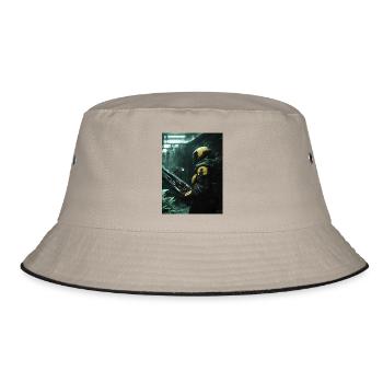 Sci Fi Krieger4 - Bucket Hat - Khaki/Schwarz - Vorne