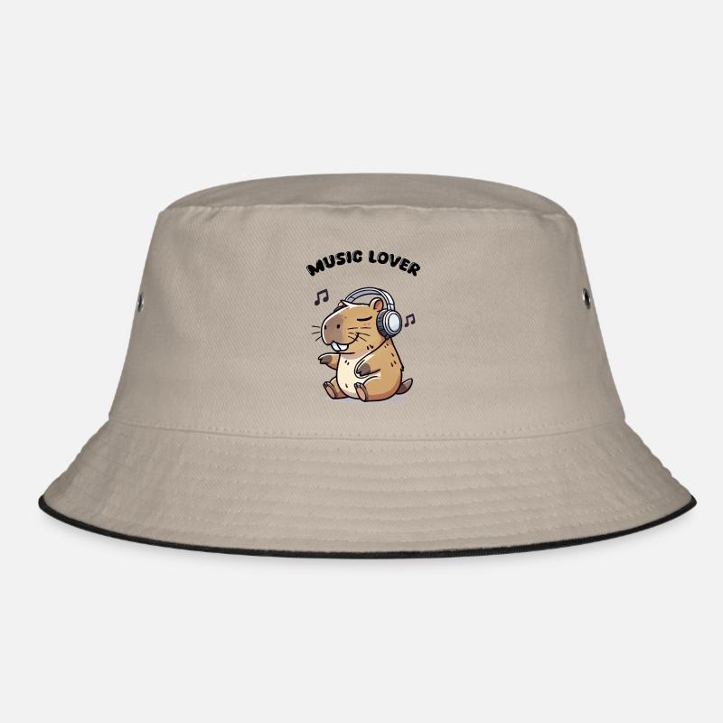 capybara musik - Bucket Hat - Khaki/Schwarz