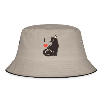 I love Cats Pic Logo - Bucket Hat - khaki/black - Front