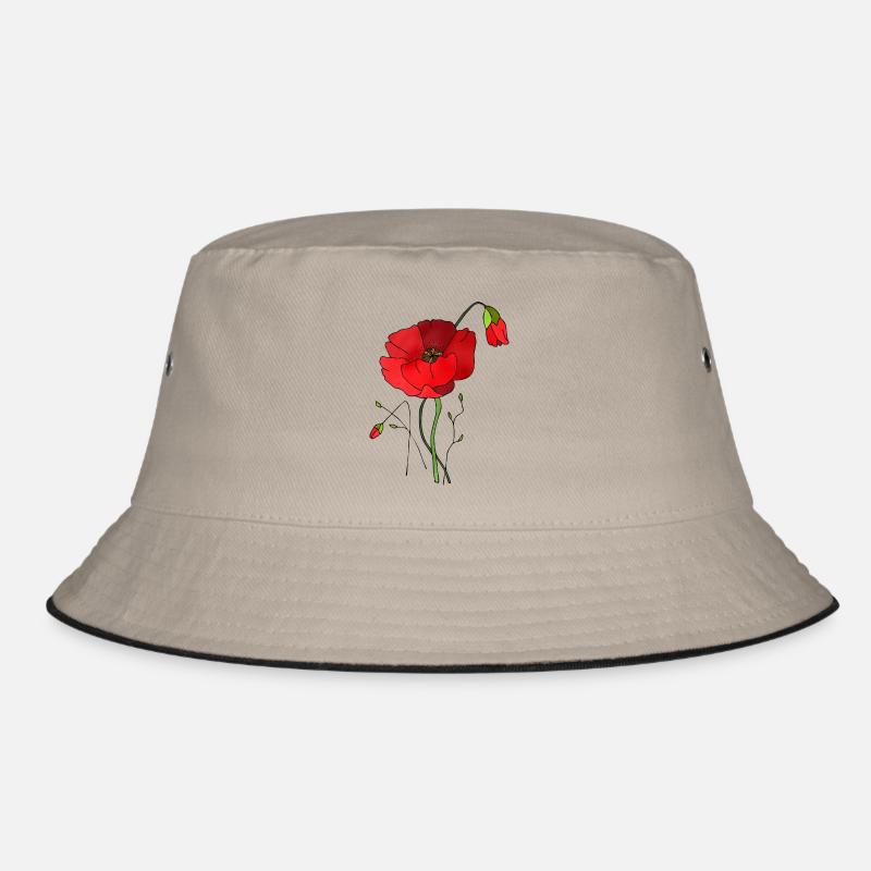 Blumen - Bucket Hat - Khaki/Schwarz