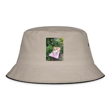 Red Cat Cute Cat Little Tiger Flowers - Bucket Hat - khaki/black - Front