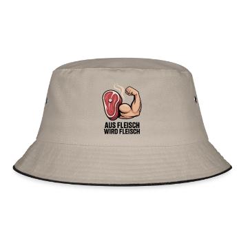Aus Fleisch wird Fleisch Fitness - Bucket Hat - Khaki/Schwarz - Vorne