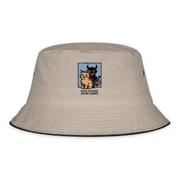 Mignon Extérieur Chaos À L’intérieur Diabolique Chat Drôle Chemise - Bob - kaki/noir - Devant