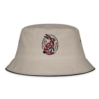 Erdbeer-Hase Hase - Bucket Hat - Khaki/Schwarz - Vorne