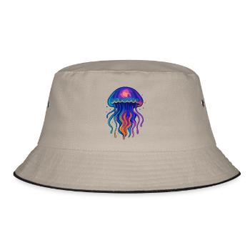 Neon Qualle - Bucket Hat - Khaki/Schwarz - Vorne