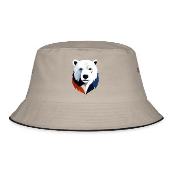 Geometric Polar Bear Color Split - Bucket Hat - khaki/black - Front