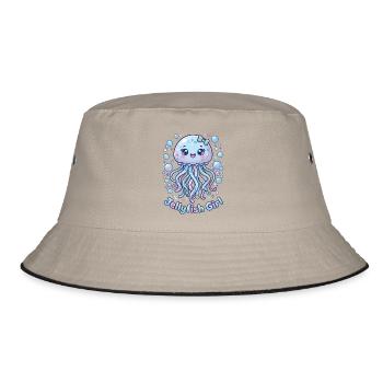 Kawaii Quallenmädchen ästhetische Frauen - Bucket Hat - Khaki/Schwarz - Vorne