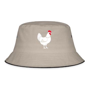 Chicken Vector Graphic Chickens Shirt - Bucket Hat - khaki/black - Front