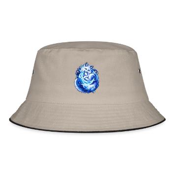 Mondfuchs im blauen Glanz - Bucket Hat - Khaki/Schwarz - Vorne