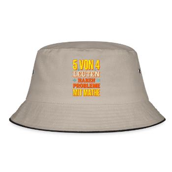 Mathe Spruch - 5 von 4 Leuten haben Probleme - Bucket Hat - Khaki/Schwarz - Vorne