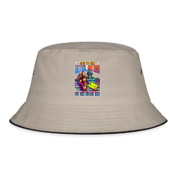 Neon Skelett Zeh Zettel - Bucket Hat - Khaki/Schwarz - Vorne