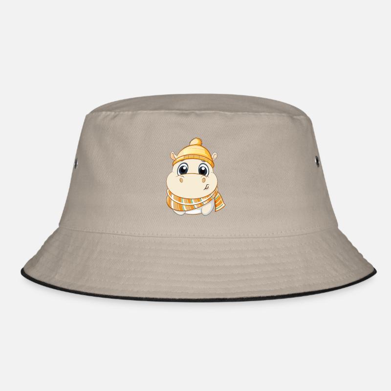 Hippopotame mignon avec écharpe et chapeau à pompon. Bob