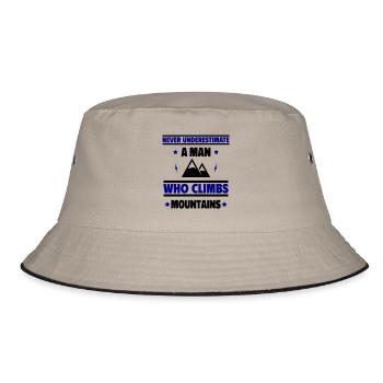 Unterschätze niemals einen Mann, der klettert - Bucket Hat - Khaki/Schwarz - Vorne