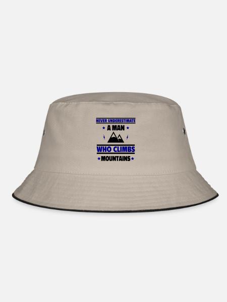 Unterschätze niemals einen Mann, der klettert - Bucket Hat - Khaki/Schwarz - Vorne